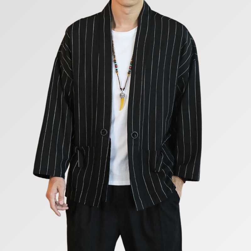 Kimono Jacke Weiß & Schwarz 'Kaito'