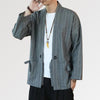 Graue gestreifte Kimono Jacke 'Takao'
