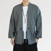 Graue gestreifte Kimono Jacke 'Takao'