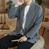 Graue gestreifte Kimono Jacke 'Takao'