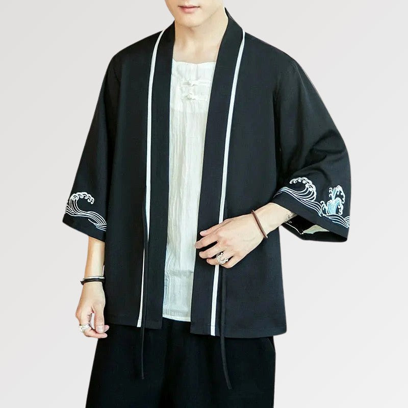 Kimono Jacke Herren Wellenmuster 'Iko'
