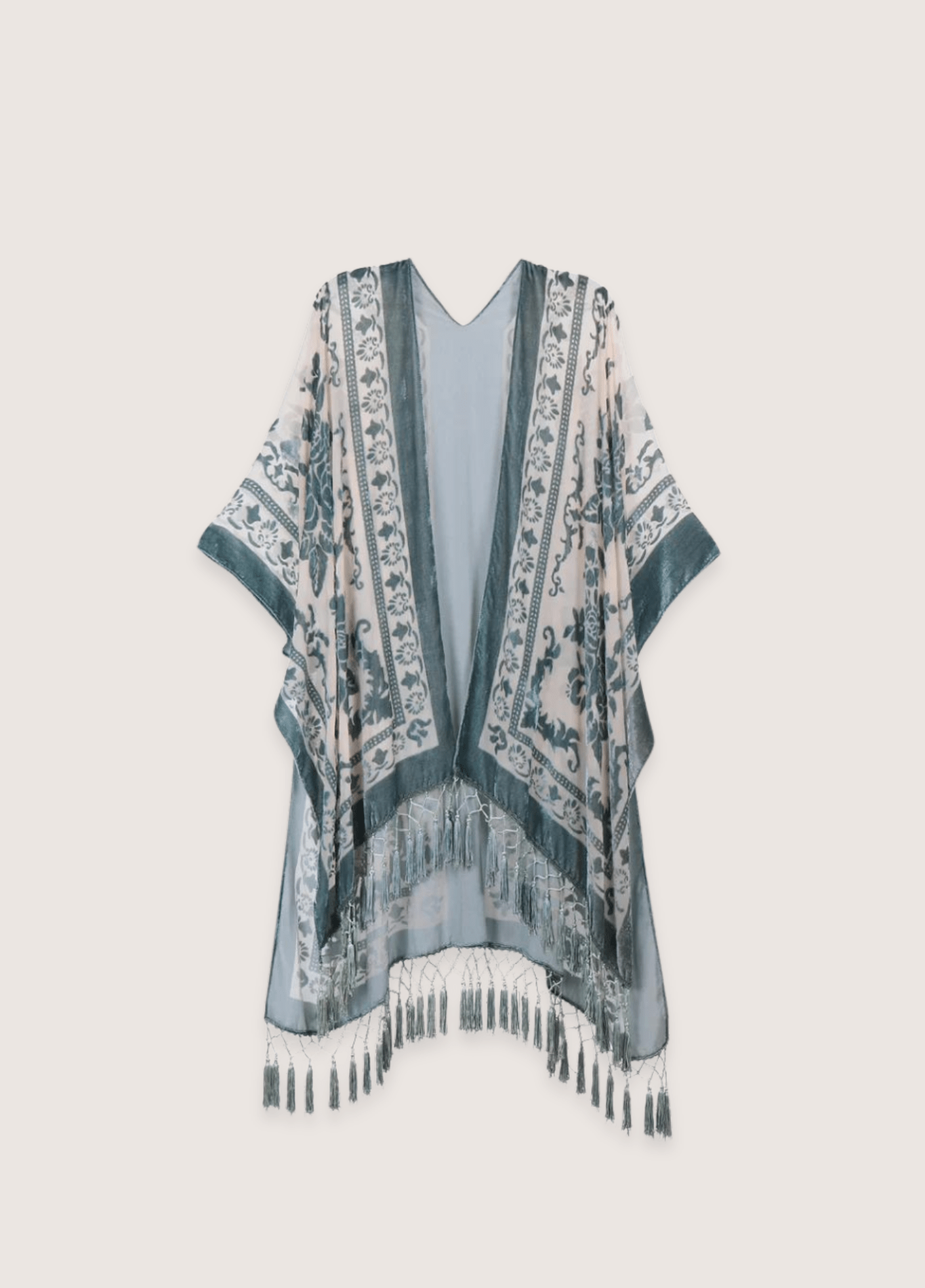 My Store creme Kimono Jacke in Creme und Blau Grau Kimono Jacke in Creme und Blau Grau 1005005616270274-JYPF-21-one size