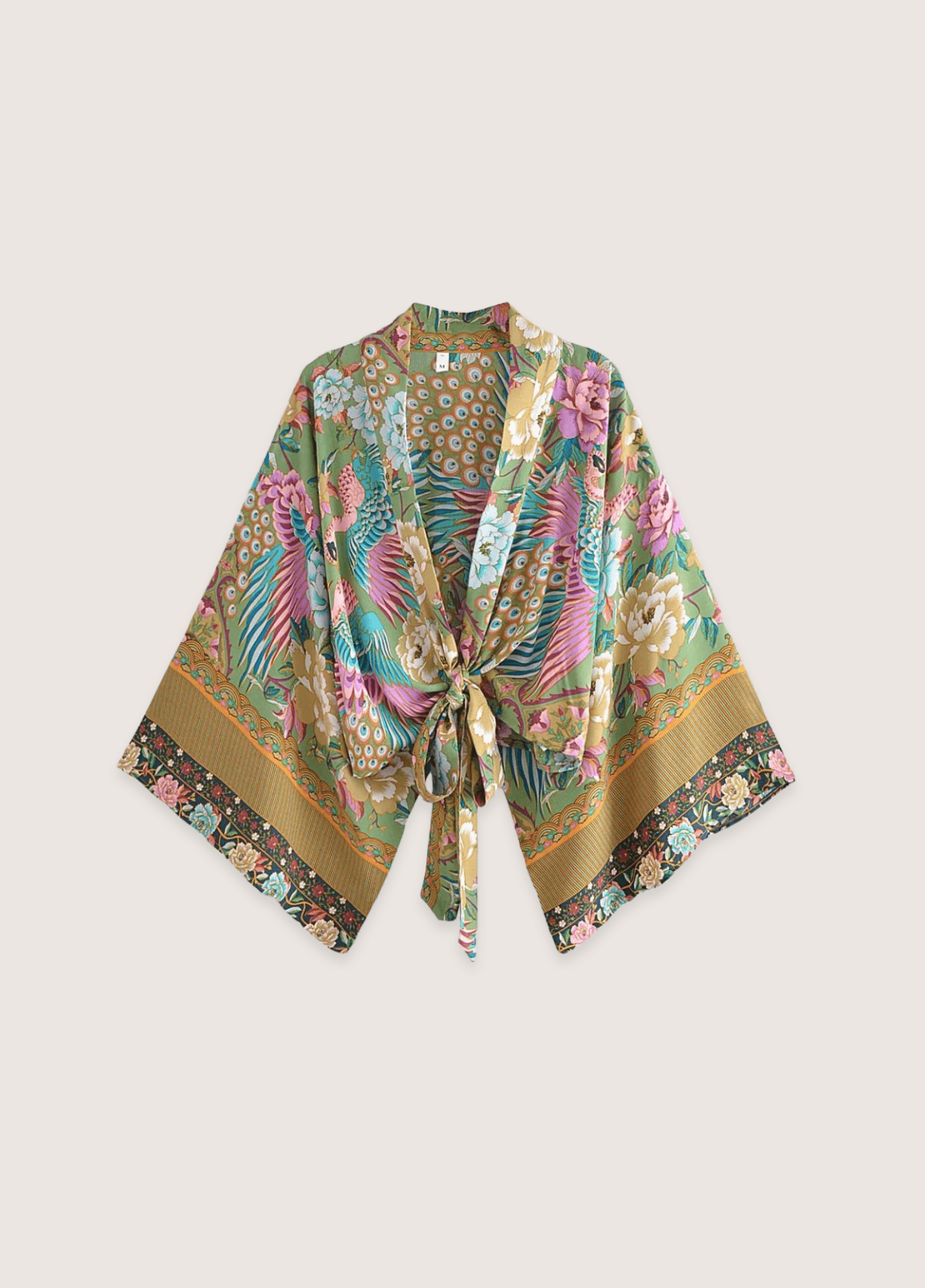 My Store Kimono Jacke Pfau mit Blumenmuster Kimono Jacke Pfau mit Blumenmuster
