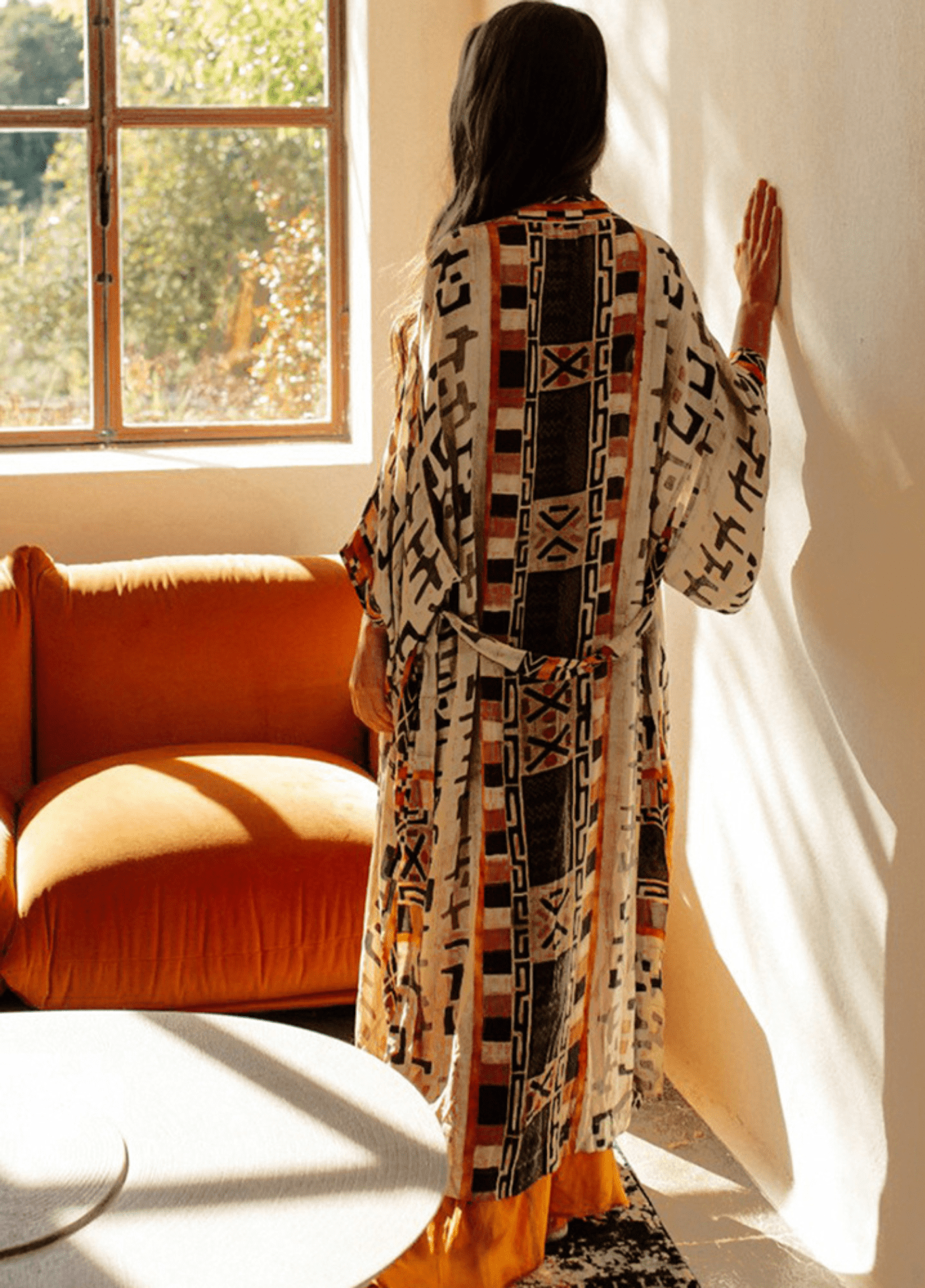 My Store beige / einzigartig Kimono  Langärmeliger beiger mit geometrischem Tribal Muster Kimono  Langärmeliger beiger mit geometrischem Tribal Muster 1005001952757045-black-One Size
