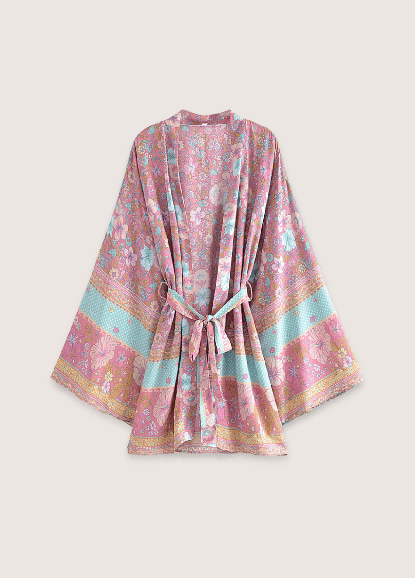 My Store Kimono mit blühendem rosa und blauem Design Kimono mit blühendem rosa und blauem Design