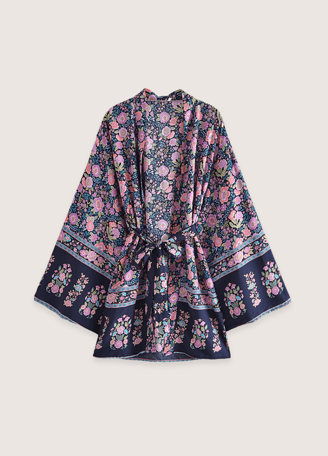 My Store Kimono mit floralen Motiven in Rosa und Nachtblau Kimono mit floralen Motiven in Rosa und Nachtblau