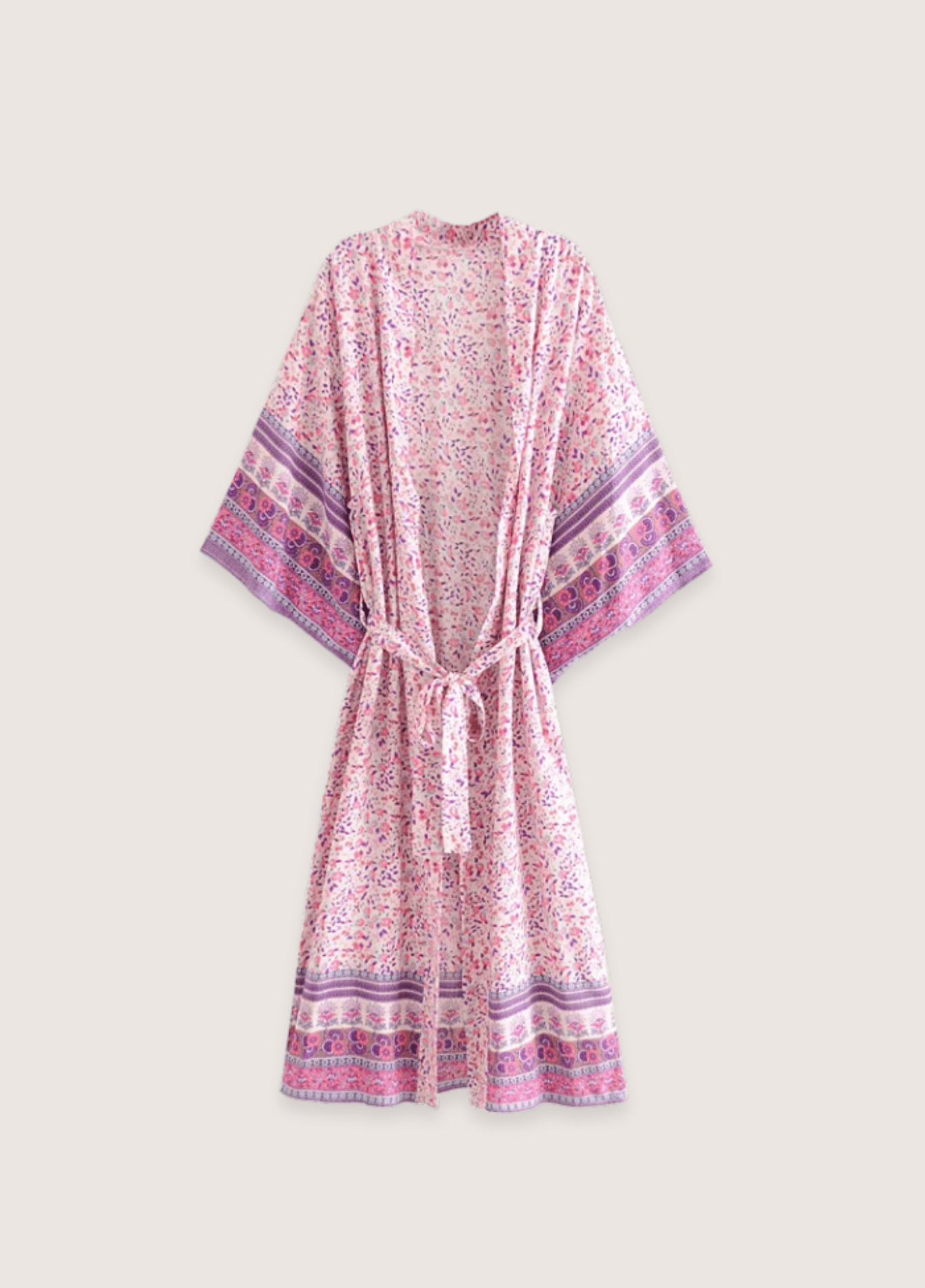 My Store Langer Kimono mit rosa Blumenmuster Langer Kimono mit rosa Blumenmuster